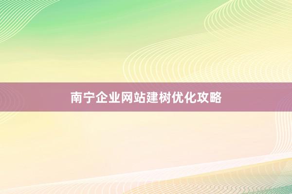 南宁企业网站建树优化攻略